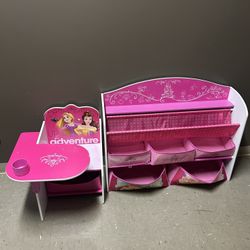 Disney Princess Toy Organizer, Bookcase & Chair Desk With Bottom Storage