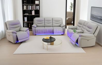 Gray Power Reclining Couch 3-Pc Set — Sofa • Loveseat • Chair
