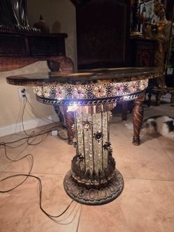Vintage Illuminated Pedestal Table – Hollywood Regency Style (Attributed to Arturo Pani)