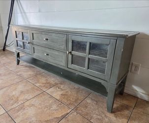 Distressed all Wood rustic TV conole table 76" W x 30" H x 18" D fits 85 Inch TV
