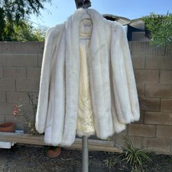 Vintage Faux Fur Coat - White - Made In U.S.A. 