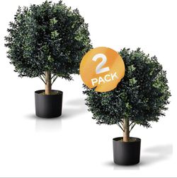 2-Pack Artificial Boxwood Topiary Trees