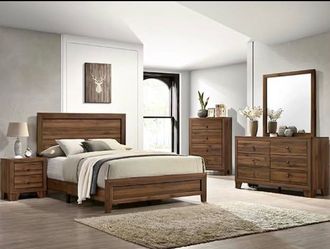 4- Pc Bedroom set Dresser,Mirror  Nightstand (1) Queen size bed frame  Not including Mattress and Box Sp