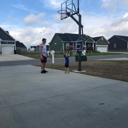 Goaliath 54 inch in ground basketball hoop, adjustable basketball court 