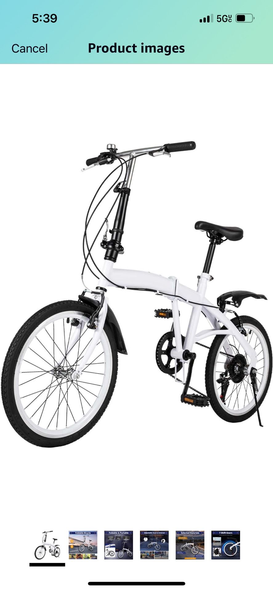 20” Folding Bicycle With Folding Pedals