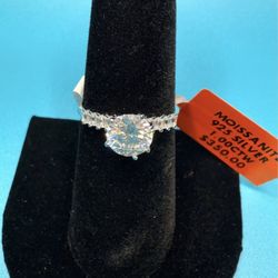 # 74- Round Moissanite Engagement Ring - Baguette Accents Size 6 & 7