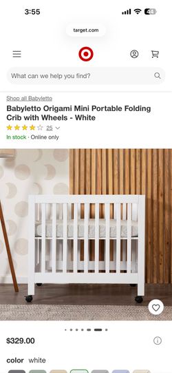 Babyletto origami mini potable foldable crib and mattress