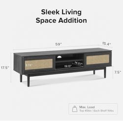 mopio Haylee 59" TV Stand, Modern Boho Farmhouse Entertainment Center, Natural Rattan TV Console, TV Stand with Storage, Media Console, for 