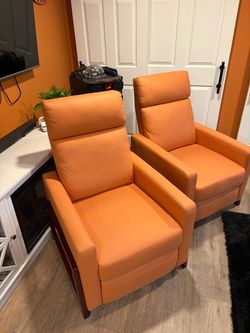 Pair of Spice Orange Recliner Chairs