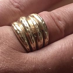 Vintage Modern 10k Gold Bend Ring Size 7 Weight 5 Grams
