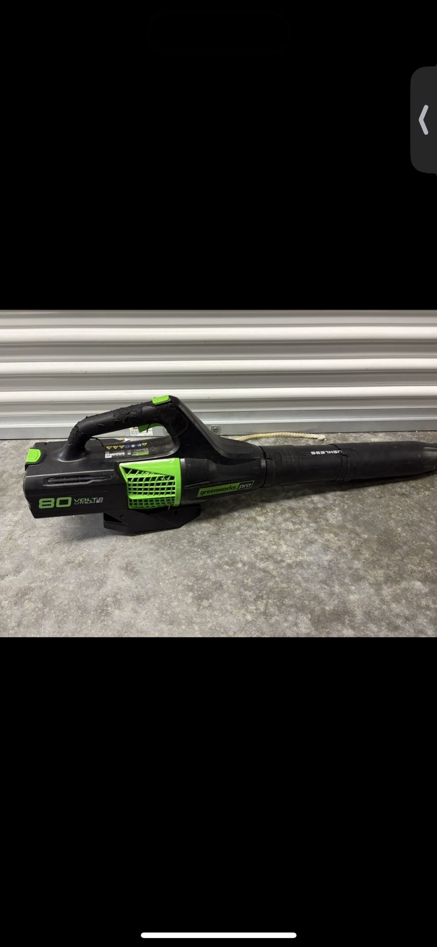 Greenworks Pro 80V Max 730-CFM 170-MPH Handheld Leaf Blower Battery Not Included  No working battery to test selling as is!!! 
