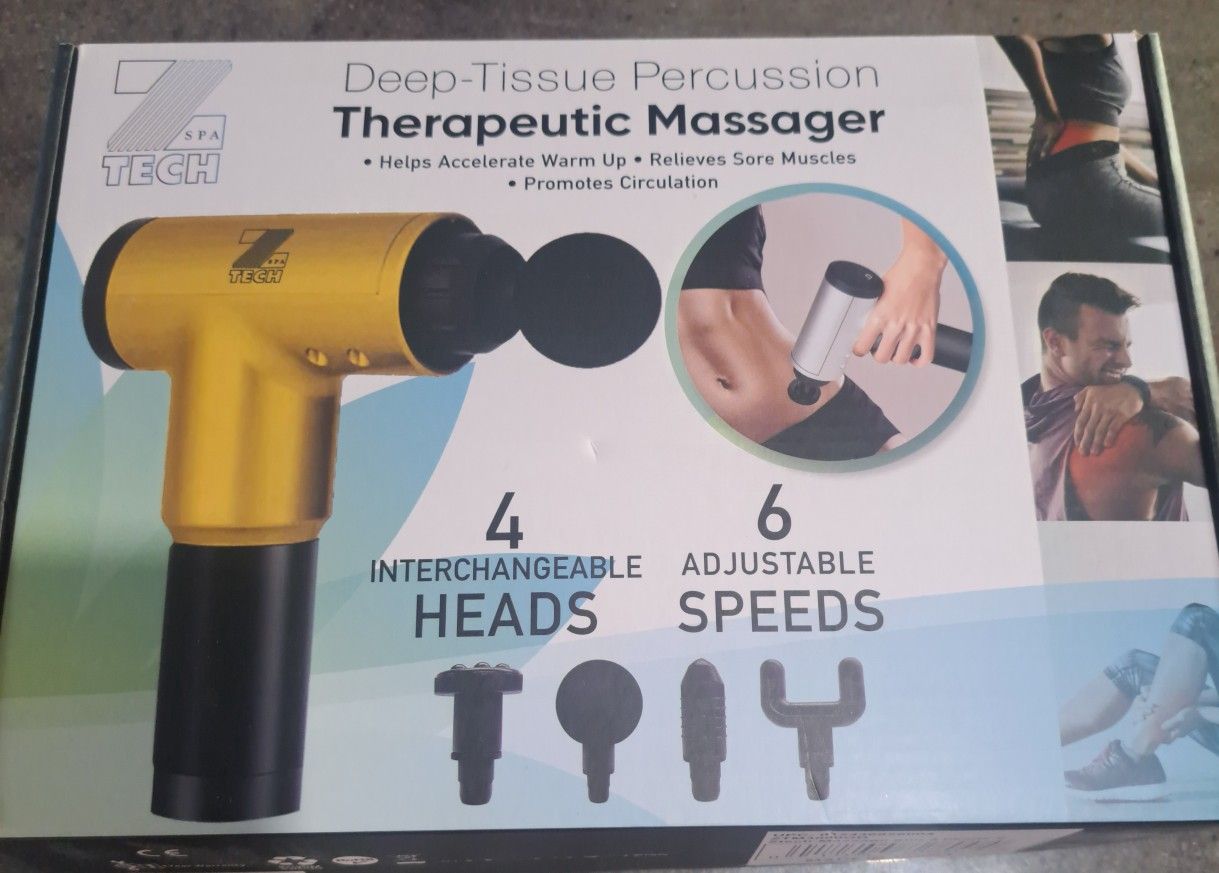 Deep Tissue Therapeutic Massager-6 Speeds, 4 Interchangeable Heads