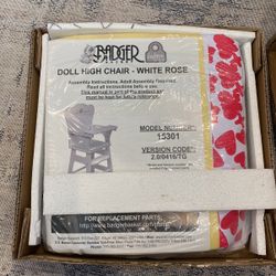 Doll Chair White And Rose 