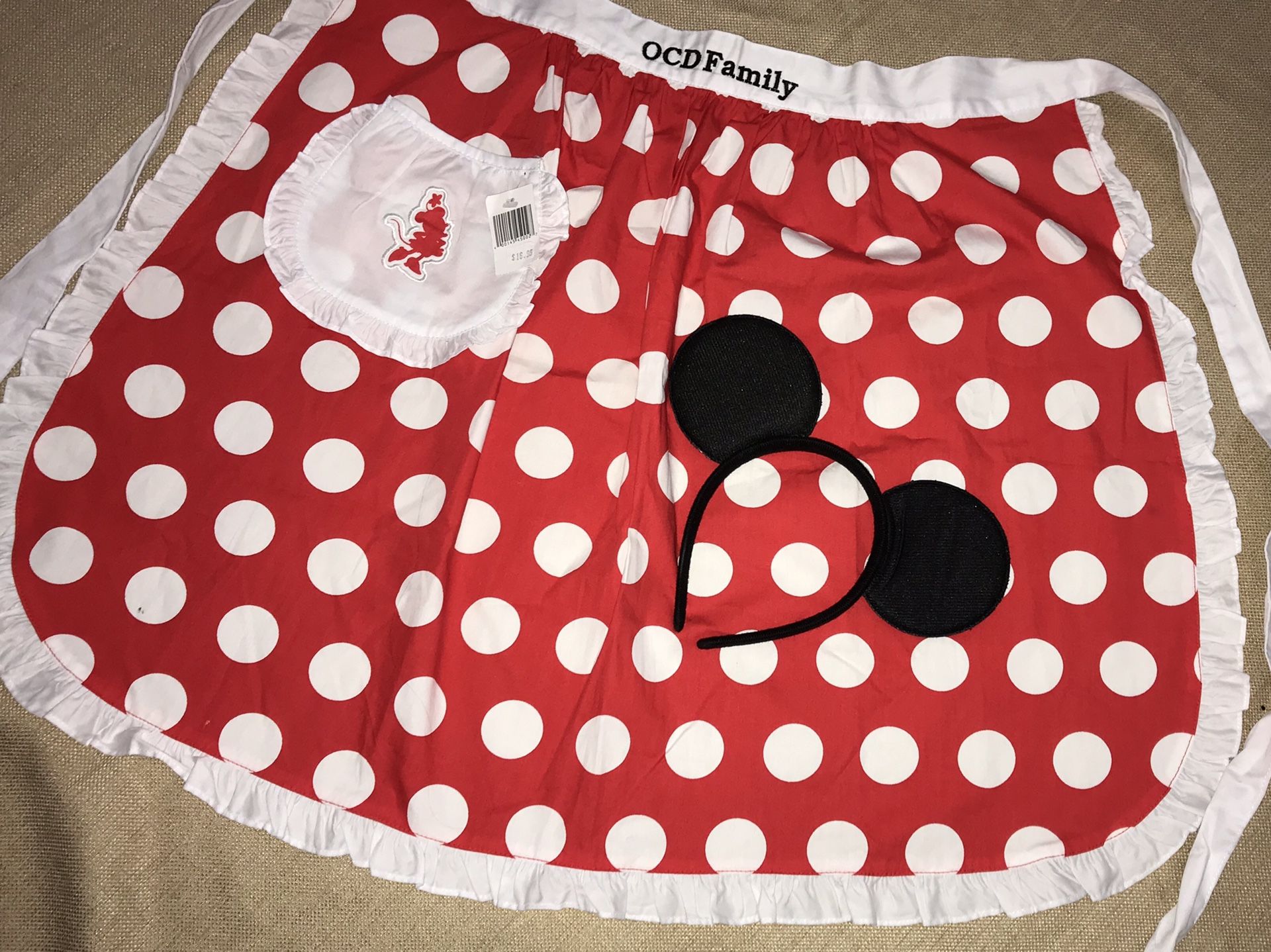 Minnie’s mouse apron and ears band from Disney