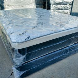 queen orthopedic bamboo pillow top mattress and box spring brand new  " all sizes available brand new TWIN, FULL, QUEEN, CALIKING, EKING"