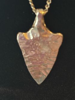 Vintage Arrowhead Pendant Silvertone Necklace