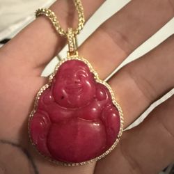 King Ice Red Coral Buddha Necklace 