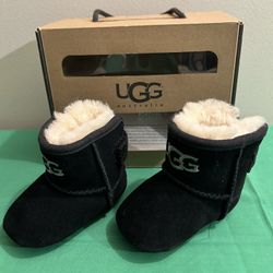 UGG Infant Jesse I BlackSuede Sheepskin lined Ankle winter snow Boots Size~0/1