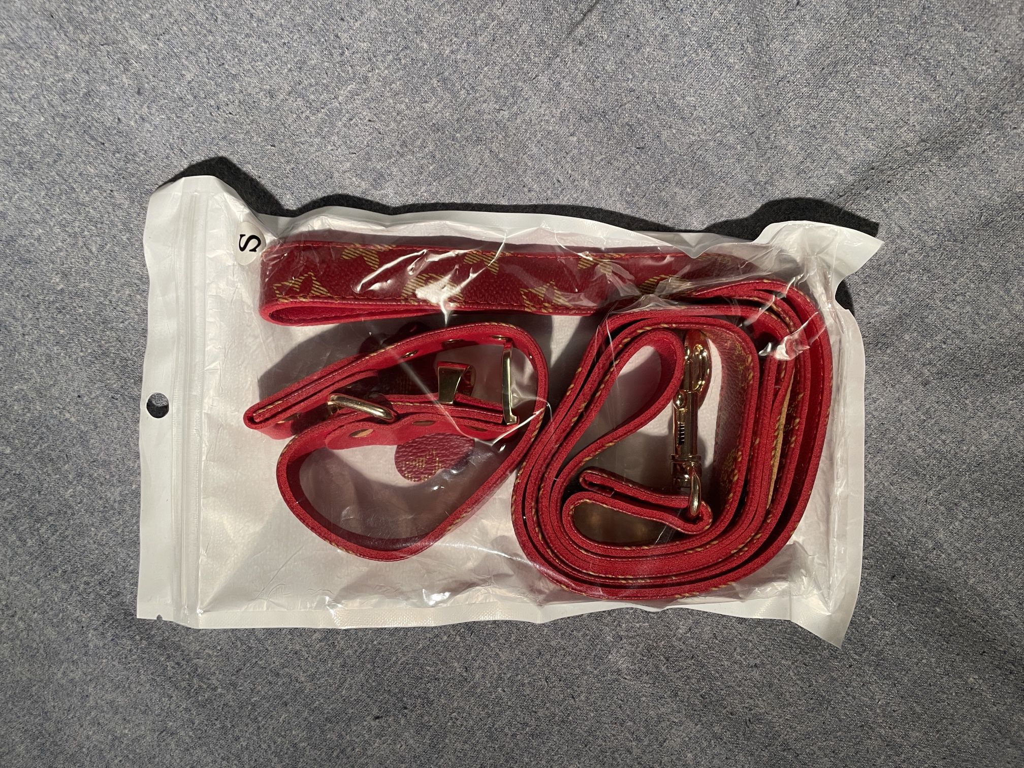 LV Patterned Red Leash