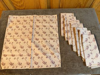 Vintage Hand Block Print Cloth Napkins - Set of 8