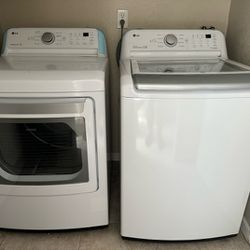 LG ColdWash 5-cu & LG 7.3-cu ft Electric Dryer White