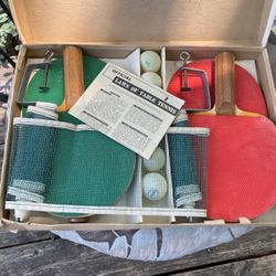 Vintage Hawthorne Table Tennis Set With Instructions. Montgomery Ward