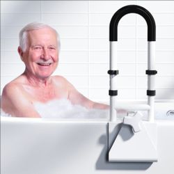Adjustable Height Bathtub Handle Grab Bar, Bathtub Safety Rail & Shower Grab Bars for Seniors, Baby, Elderly, and Disabled, Fits 3"–7" Tub Walls, Wate