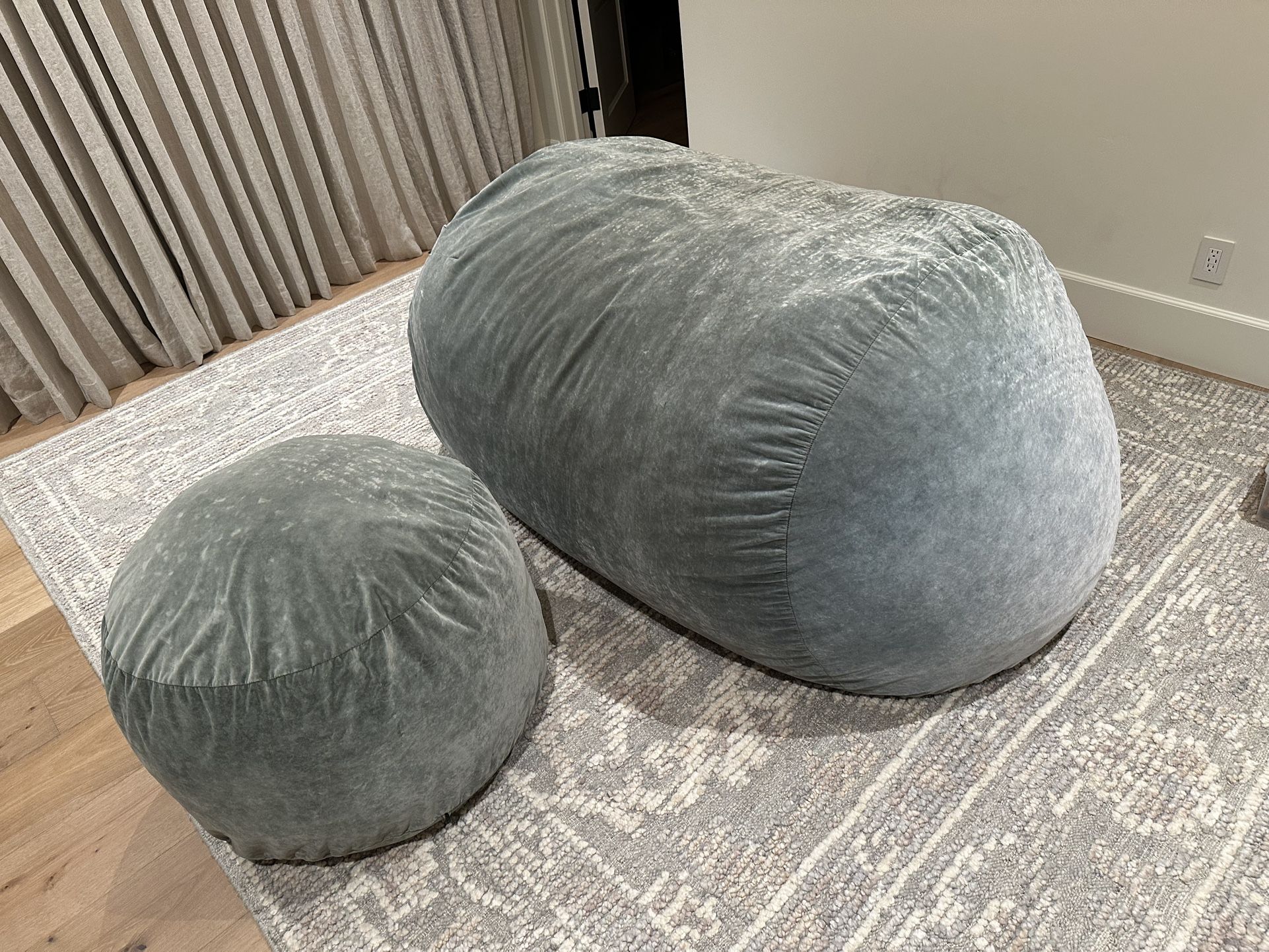 Giant + Ottoman Poof Chairs (foam filled bean bags similar to Lovesac)