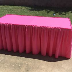Bubblegum pink 6 ft tablecloth for sale