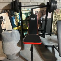 Weight Bench With 100 Pounds Of Weights 