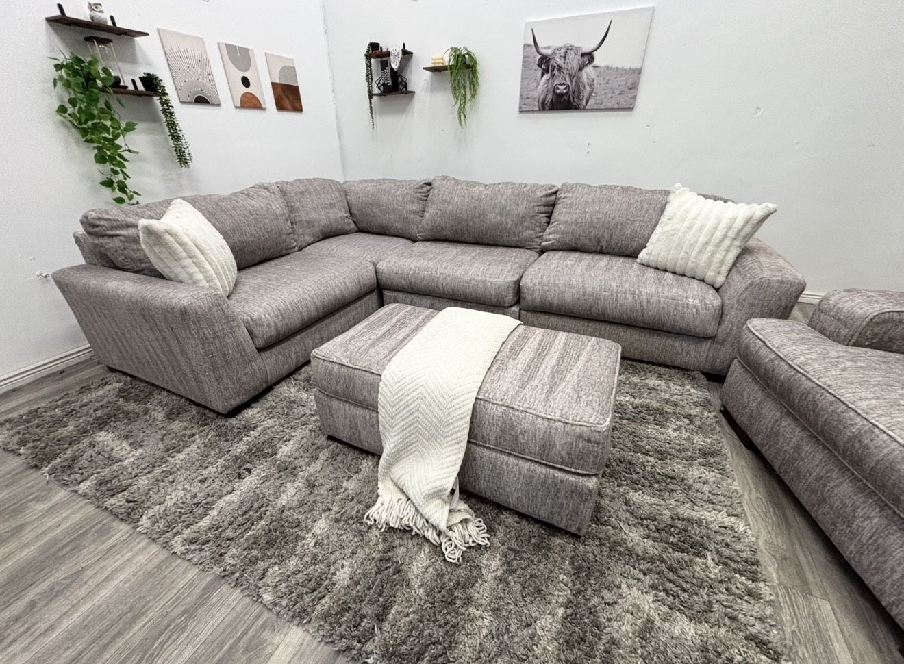 Grey Sectional Couch - Free Delivery 