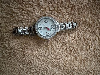 Betsey Johnson Silver Crystal Bezel Women's Watch
