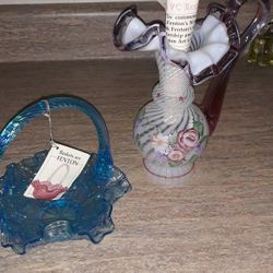 Fenton Pitcher And Basket !