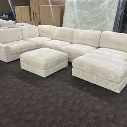 Big Deep comfy Cream Sectional Couch 