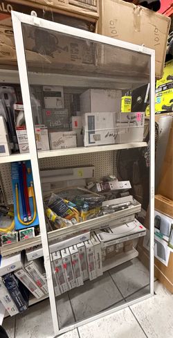 White sliding Screen Door 34 3/4 in x 77 1/2 in (SOLD-AS-IS)