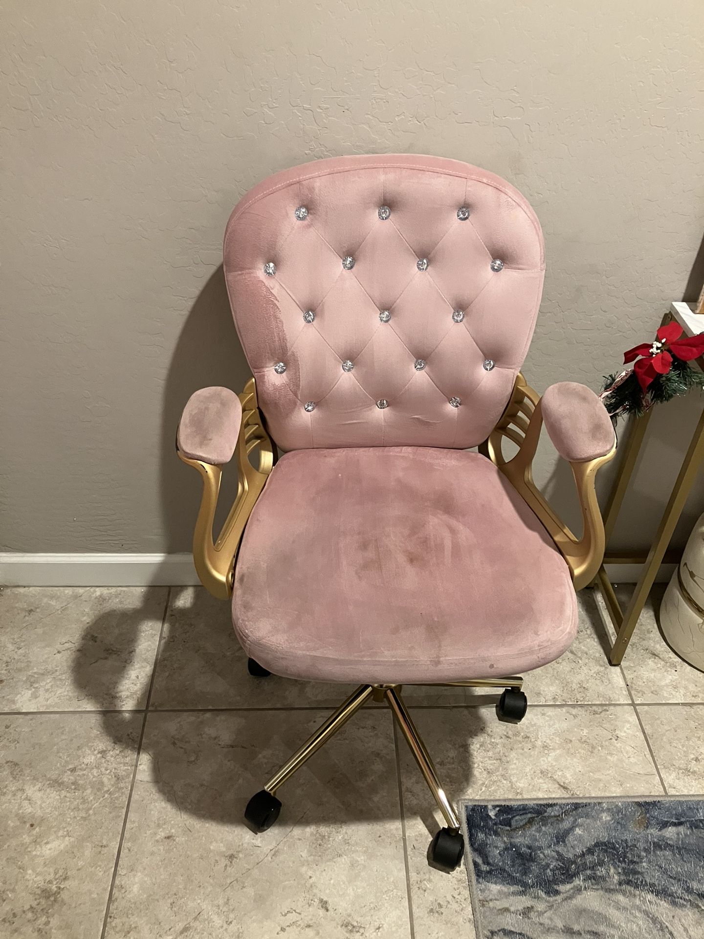 Pink Velvet Desk Chair