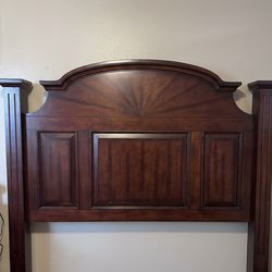 Queen Solid Wood Bed Frame – Dark Cherry Finish