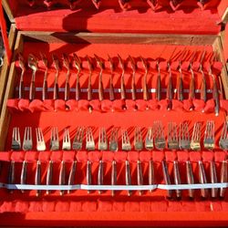 12 Place Set Of Brass Silverware (144) Pcs.