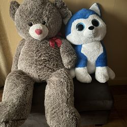 Stuffed Bear & Husky-$20