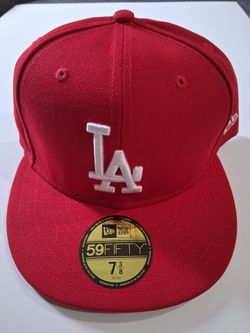 MLB New Era La Dodgers 59fifty All Red With White Logo Fitted Hat 7 3/8 $30