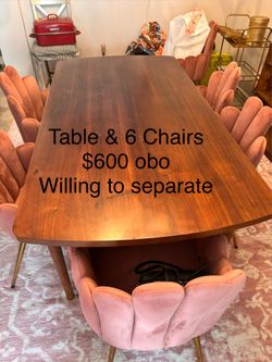 6 seater dining table and chairs