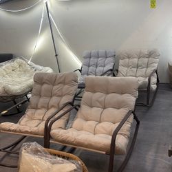 Only $75!! Each,  New Assembled, Rocking Lounge Chair Indoor Outdoor Recliner with Footrest & Cushion, 450lbs Weight Capacity (while Supplies Last)