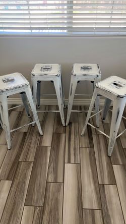 White Metal Bar Stools