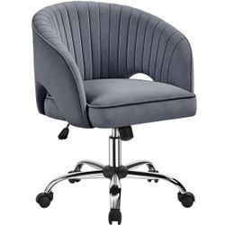 Rolling Office Chair Armchair with Tufted Barrel, Dark Gray