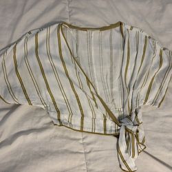 Women’s White And Gold Stripped Set 