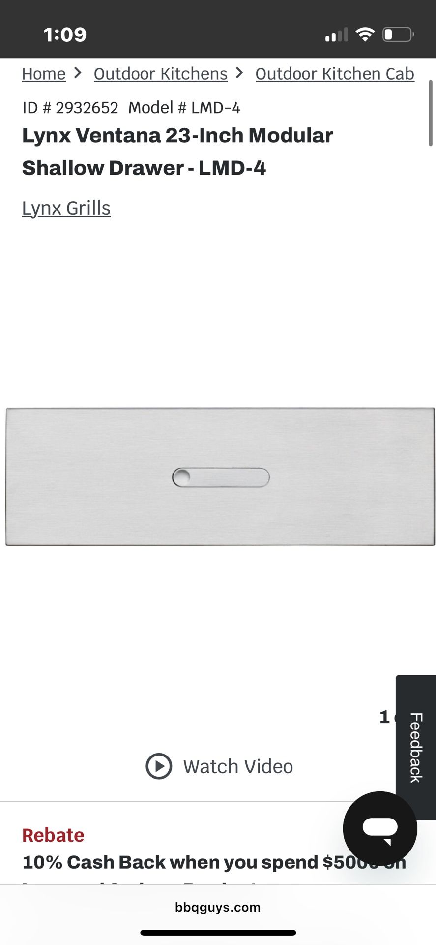 BBQ Lynx Ventana 23-Inch Modular Shallow Drawer - LMD-4 Lynx Grills