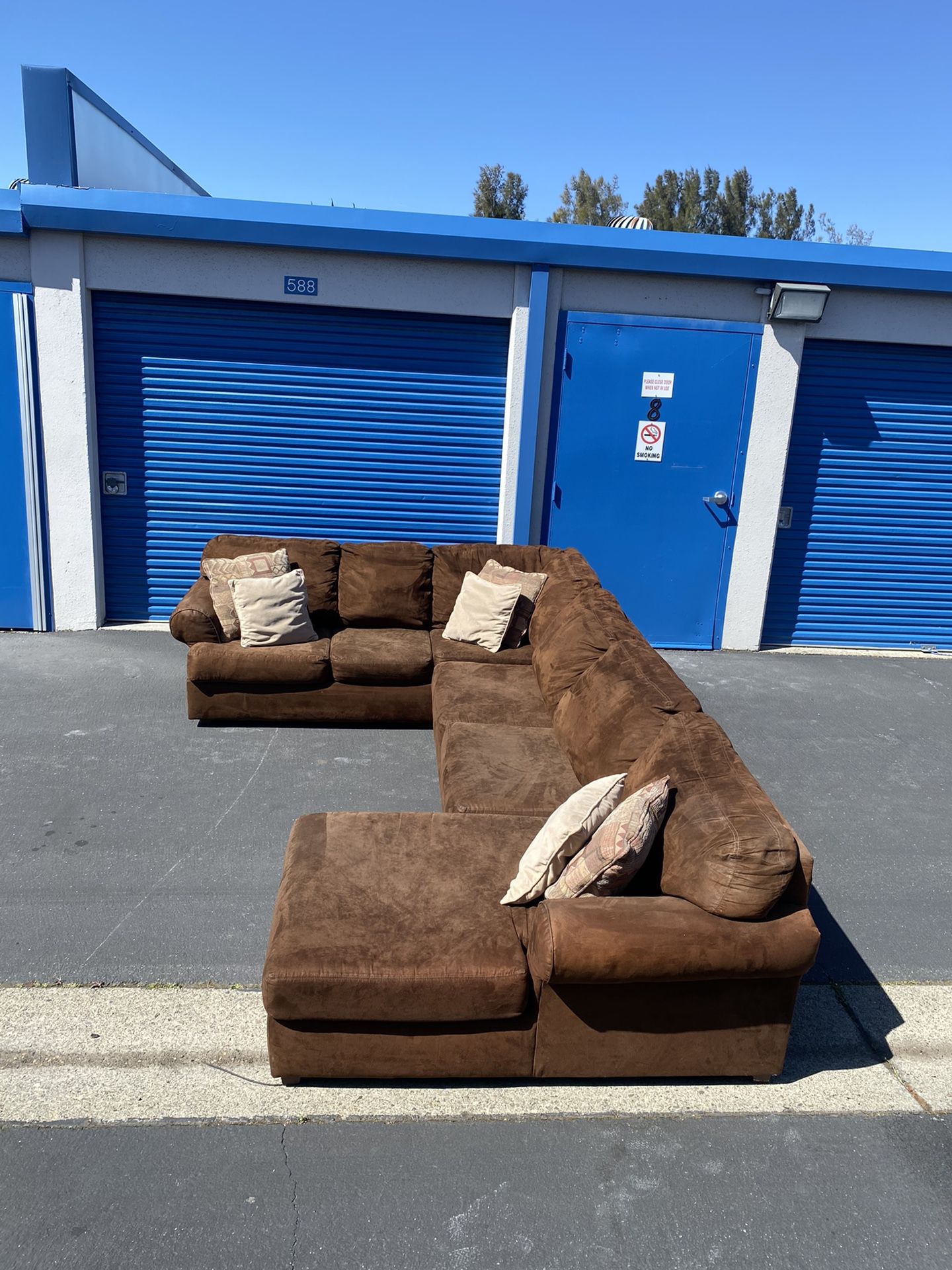 Dark Brown Microfiber Sectional Couch With Chaise Lounge for Sale in