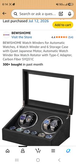 BEWISHOME Watch Winders for Automatic Watches, 4 Watch Winder and 6 Storage Case with Quiet Japanese Motor, Automatic Watch Winder