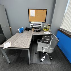 L Shaped Office Desk With File Cabinet 
