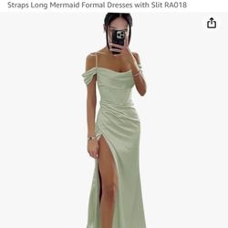 formal dresses greenhills Dark Green Spaghetti-Strapes Slit Evening Dress Long With Pockets